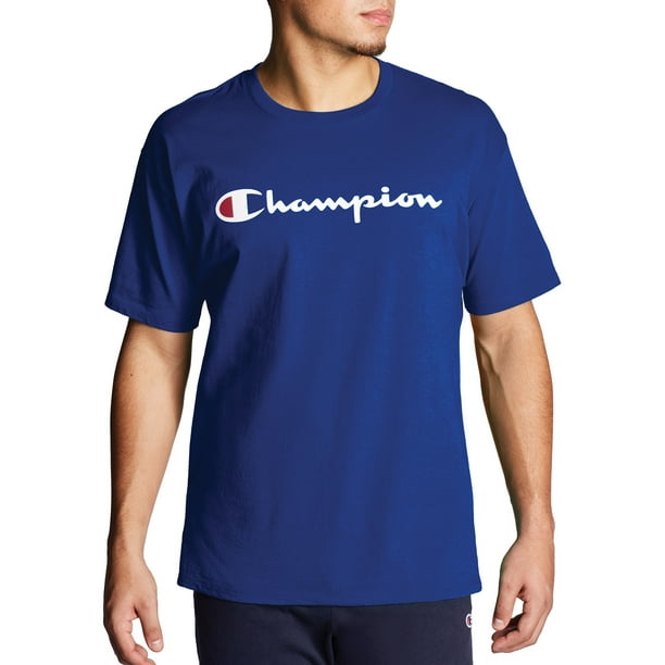 Champion Mens T-Shirt 4XL Navy Blue Big & Tall Logo Crewneck Tee  100% Cotton